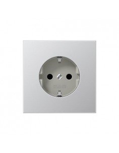 Base + Tapa Enchufe SCHUKO Aluminio Jung AL 1521 KI
