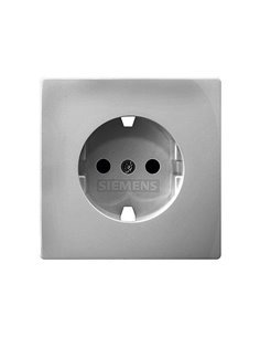 Tapa con protección infantil Schuko platino metalizado Siemens Delta Style, 5UH1273-2PM