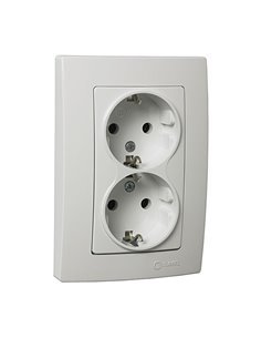 Enchufe doble completo Schuko blanco Lillium Natural 32001057