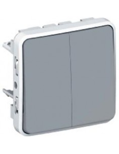 Doble Interruptor-conmutador Gris Legrand  Plexo 069525