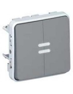 Doble pulsador luminoso Gris Legrand  Plexo 069546
