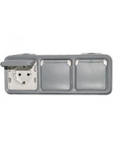 Triple base shucko superficie gris Legrand Plexo 069703