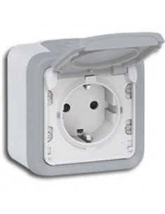 Base enchufe Schuko estanco gris Legrand Plexo superficie 069733
