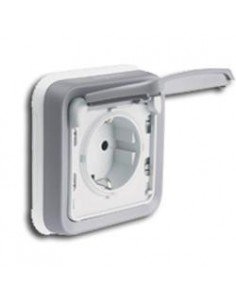 Enchufe Monobloc empotrar 2P+T Gris Legrand  Plexo 069833