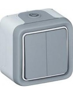 Doble Conmutador estanco gris Legrand Plexo superficie 069715