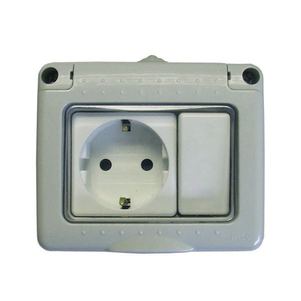 Base schucko + interruptor estanco superficie LumiteK