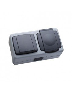 Interruptor + Enchufe Schucko 2p+TT Superficie Makel IP55 36064202