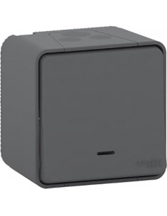 Pulsador Con Led Superficie IP55 monobloc Mureva Styl Gris MUR35028