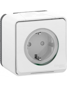 Base de enchufe schuko 16A Superficie IP55 monobloc Mureva Styl Blanco MUR39206