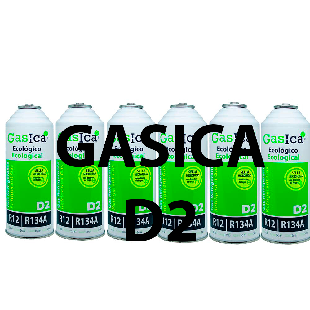 3 pack ahorro (2x226Gr) Botellas Gas Refrigerante Gasica D2 sustituto de R12, R134A