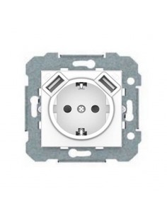 Enchufe schuko con USB doble blanco polar BJC VIVA 23526-USB