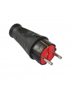 Clavija Macho Schuko 4,8mm Goma Negra Salida Central