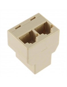 Derivador RJ45 cat hembra 1 entrada 2 salidas Beige