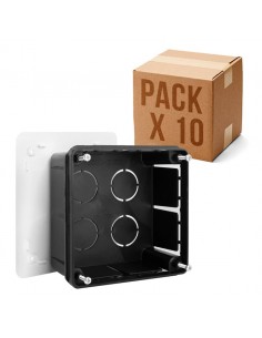 Pack 10 Cajas de empotrar 100x100x50mm + Tapa Blanca con Tornillos