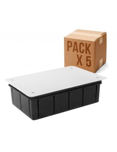 Pack 5 Cajas de empotrar 160x100x50mm + Tapa Blanca con Tornillos
