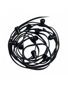 Guirnalda Exterior Cable Plano Negro 10m y 10 casquillos Casquillos E27
