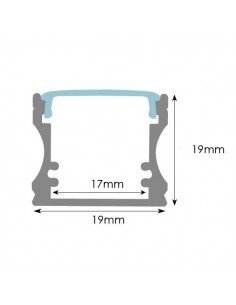 1 mtr Perfil Aluminio superficie 19x19mm para tira led