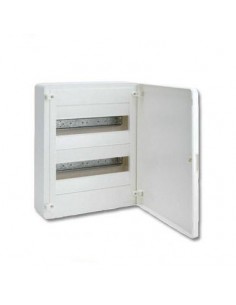 Caja automáticos superficie Hager, 2 filas, 24M ,VS212PE con puerta