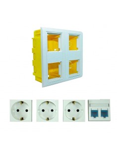 Puesto de Trabajo de Empotrar 4 Módulos Compuesto 3E + 2 RJ45 cat.6