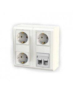 Puesto de Trabajo de Superficie  4 Módulos Compuesto 3E + 2 RJ45 cat.6