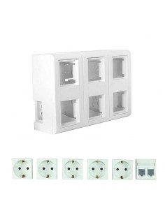 Puesto de Trabajo de Superficie 6 Módulos Completo 5E + 2 RJ45 cat.6