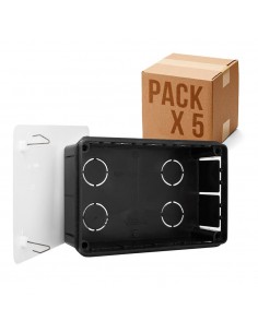 Pack 5 Cajas de empotrar Caja de empalmes para empotrar 160x100x50mm +Tapa con garras metálicas +Tapa Blanca con garras