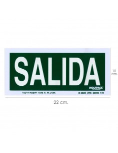 Cartel fluorescente Salida 22x10 cm