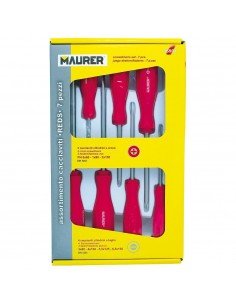 Juego Destornilladores Maurer 7 Piezas Mango Rojo