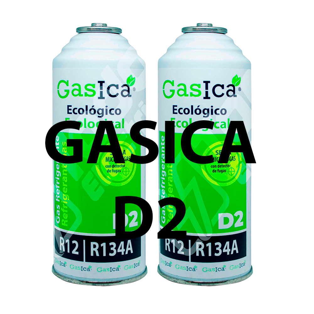 Pack ahorro (2x226Gr) Botellas Gas Refrigerante Gasica D2 sustituto de R12, R134A