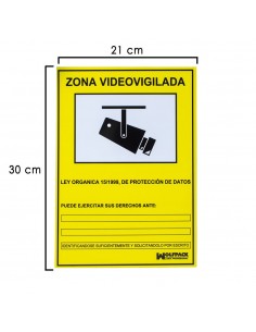 CARTEL ZONA VIDEOVIGILADA 30X21 CM.