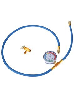Manguera con manometro recarga Gas Aire acondiconado Hembra 1/2 salida 1/4