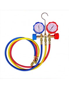 Juego manómetros de 2 vías para carga Gas R410,R404 y R32 para aire acondicionados