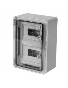 Armario distribución 16 módulos (8x2) 250x350x150mm. Puerta transparente