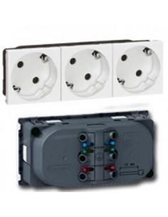 Base enchufe Legrand 077253 mosaic 3 TOMAS 16 A. SEIS modulos